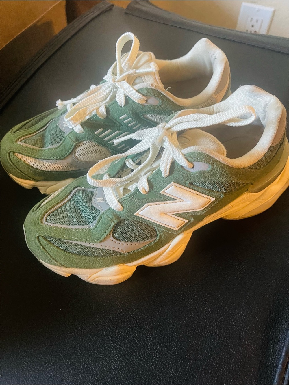 New Balance Kids Green and White Sneakers